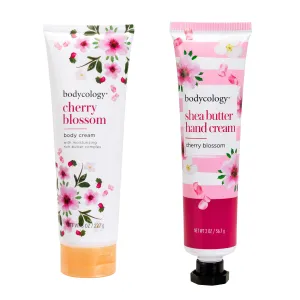 Bodycology Cherry Blossom Body Cream & Hand Cream | Moisturise, Soothing, Protects Skin Barrier |For Hydrated Body & Hand | Paraben & Phthalete Free, Cruelty Free - Combo of 2